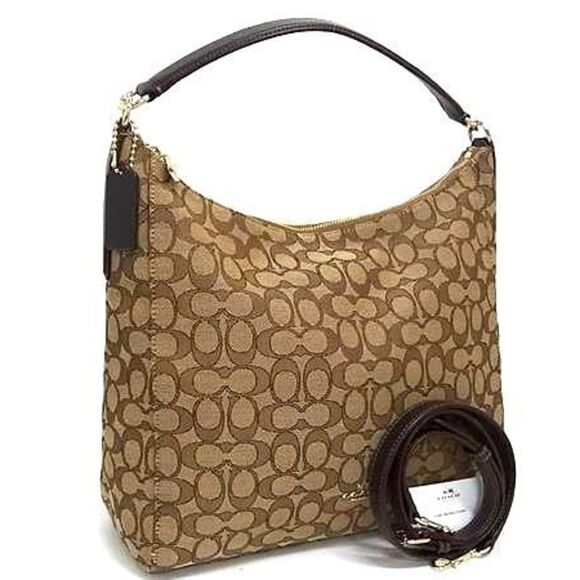 COACH Signature Shoulder Bag F58327 Brown Canvas and Leather for Women